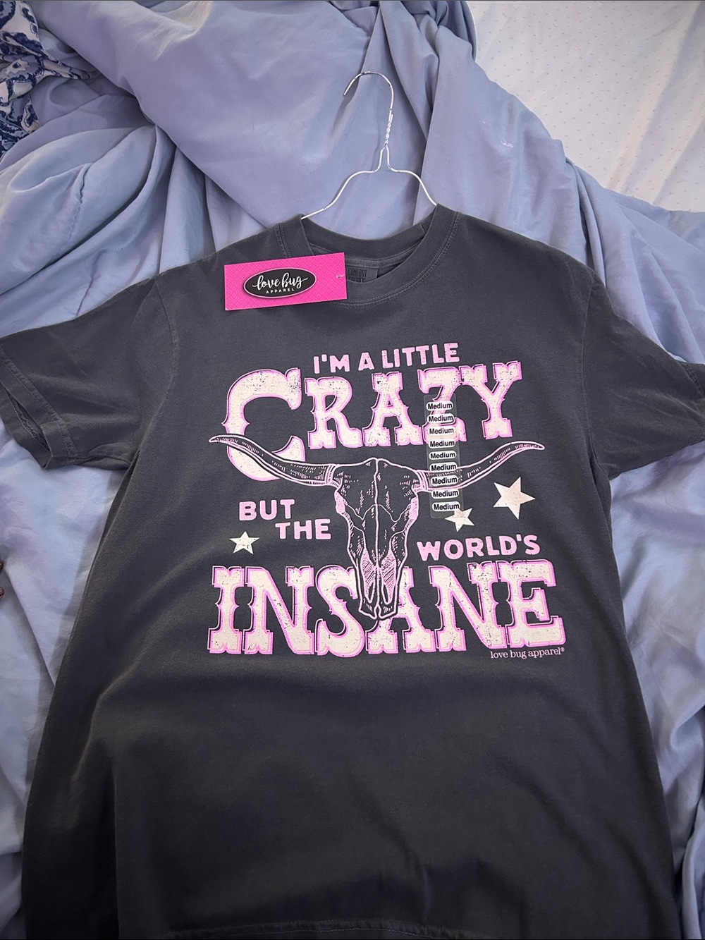 Love Bug Black Short-Sleeve Graphic Tee - I'm a Little Crazy (Pink Print)